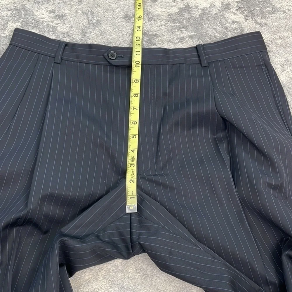 Joseph Abboud Black Pinstripe Suit Business Formal Wool Sz 42S Jacket 36 Pants